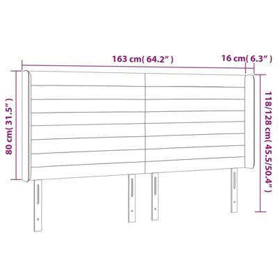 Hoofdbord met randen 163x16x78/88 cm fluweel zwart - thumbnail