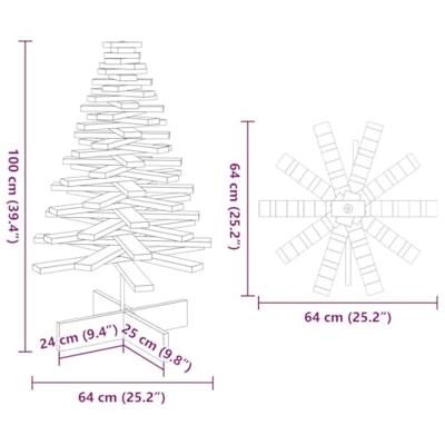 VidaXL Kerstdecoratie kerstboom 100 cm massief grenenhout wit