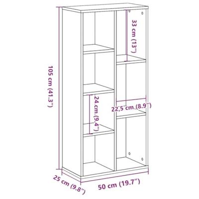 Boekenkast 50x25x105 cm bewerkt hout betongrijs - thumbnail