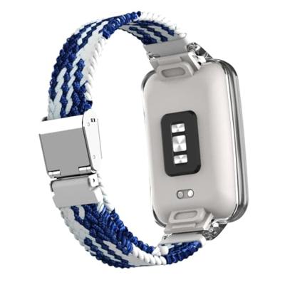 Braided nylon bandje met case - Blauw met wit - Xiaomi Smart band 7 Pro Braided nylon bandje met case - Blauw met wit - Xiaomi Smart band 7 Pro