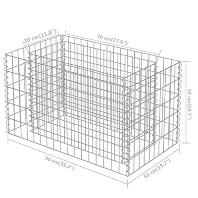 Gabion plantenbak verhoogd 90x50x50 cm gegalvaniseerd staal Gabion plantenbak verhoogd 90x50x50 cm gegalvaniseerd staal