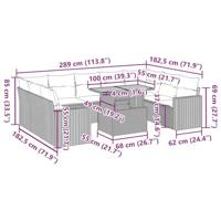 10-delige Loungeset met kussens poly rattan grijs - thumbnail