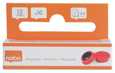 Magneet nobo 13mm rood 10 stuks