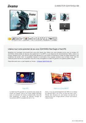 Iiyama G-Master Red Eagle G2470HSU-B6 24 Full HD 180Hz IPS Gaming Monitor - thumbnail
