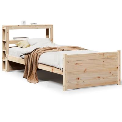 Bedframe met hoofdbord massief grenenhout 75x190 cm