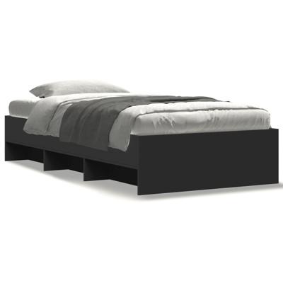 Bedframe bewerkt hout zwart 100x200 cm - thumbnail