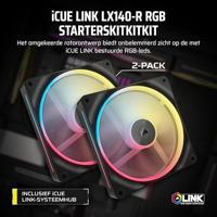 Corsair LX140-R RGB iC PC-ventilator Zwart (b x h x d) 140 x 140 x 20 mm - thumbnail