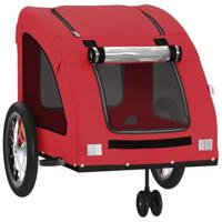 Hondenfietstrailer oxford stof en ijzer rood - thumbnail