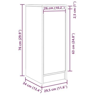 Dressoir 29,5x34x76 cm bewerkt hout grijs sonoma eikenkleurig