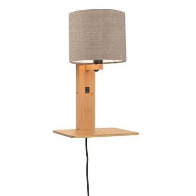 GOOD&MOJO Wandlamp 'Andes' Bamboe en Eco linnen, Met plank, kleur Donkerbeige/Naturel GOOD&MOJO Wandlamp 'Andes' Bamboe en Eco linnen, Met plank, kleur Donkerbeige/Naturel