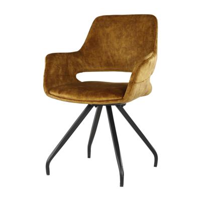 LivingFurn Eetkamerstoel 'Capp' Velvet, kleur Okergeel LivingFurn Eetkamerstoel 'Capp' Velvet, kleur Okergeel