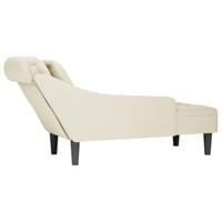 Chaise longue met kussen&rechterarmleuning fluweel crmekleurig - thumbnail