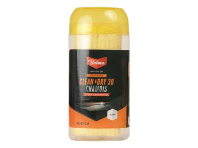 Valma clean & dry 3d chamois - ultra absorberend - synthetisch - krasvrij drogen - 43x32cm