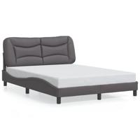 Bedframe met LED zonder matras "Hvar" kunstleer grijs 140x190 cm - thumbnail