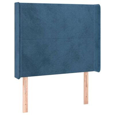 Hoofdbord met randen 93x16x118/128 cm fluweel donkerblauw