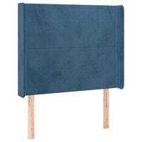 Hoofdbord met randen 93x16x118/128 cm fluweel donkerblauw - thumbnail