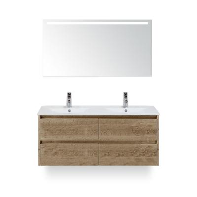 Dante Badmeubelset 120 cm - Natuur Eiken - Keramische Wastafel Wit Enjoy - met Sence Spiegel