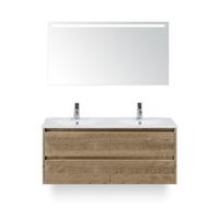 Dante Badmeubelset 120 cm - Natuur Eiken - Keramische Wastafel Wit Enjoy - met Sence Spiegel - thumbnail