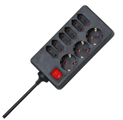 Kopp 129805005 Stekkerdoos met schakelaar 9-voudig Zwart Randaarde stekker 1 stuk(s)