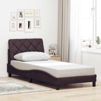 Bedframe zonder matras 90x200 cm stof donkerbruin - thumbnail