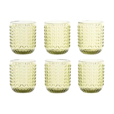 Glazenset Home ESPRIT Groen Kristal Met reliëf 275 ml (6 Stuks)