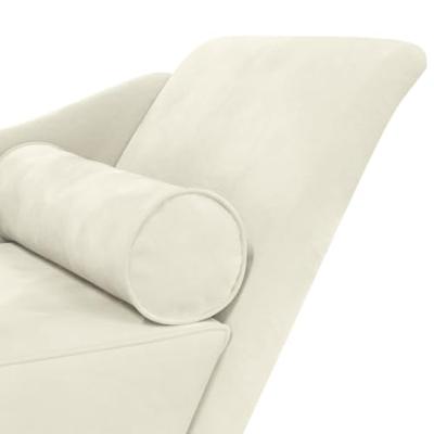 Chaise longue met kussens fluweel crèmekleurig
