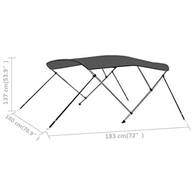 VidaXL Biminitop 3-boogs 183x180x137 cm antracietkleurig