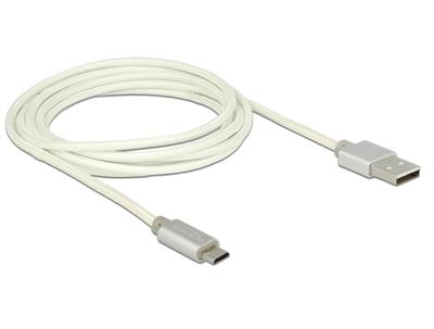 DeLOCK 2m, USB2.0-A/USB2.0 Micro-B USB-kabel USB A Micro-USB B Zilver, Wit