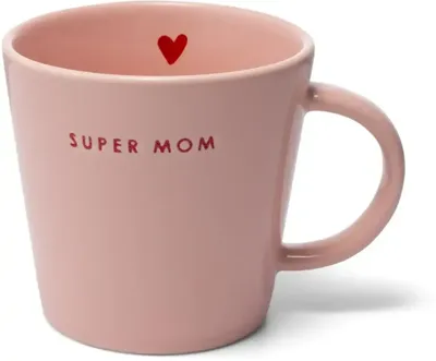 Vondels theekop keramiek super mom 10x11cm pink