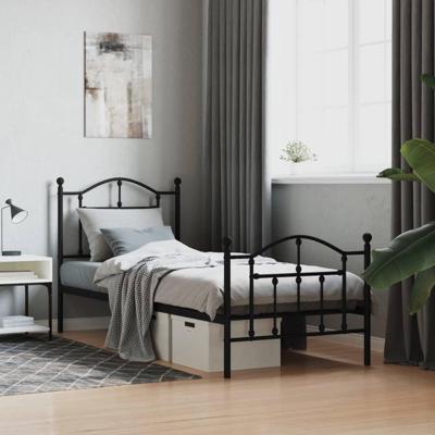 Bedframe met hoofd- en voeteneinde metaal zwart 80x200 cm