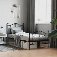 Bedframe met hoofd- en voeteneinde metaal zwart 80x200 cm - thumbnail
