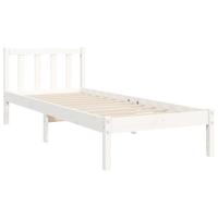 Bedframe met hoofdbord massief hout wit - thumbnail