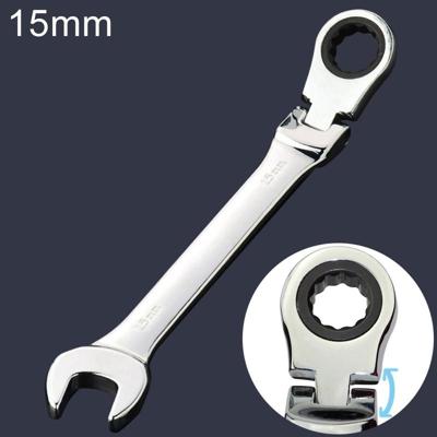 15mm dual-use opening Plum ratcheting schuine moersleutel lengte: 19 5 cm (zilver)