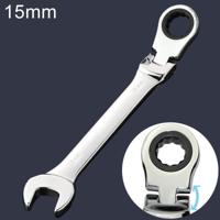 15mm dual-use opening Plum ratcheting schuine moersleutel lengte: 19 5 cm (zilver) - thumbnail
