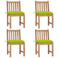 Tuinstoelen 4 st met kussens massief teakhout - thumbnail