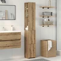 Badkamerkast 25x25x170 cm bewerkt hout artisanaal eikenkleurig - thumbnail