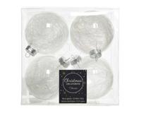Bal glas d7 cm lametta transparant 4st Kerst Decoris - Decoris - thumbnail