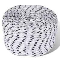 VidaXL Boottouw gevlochten 6 mm 250 m polyester wit - thumbnail