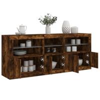 Dressoir met LED-verlichting 162x37x67 cm bruin eiken - thumbnail