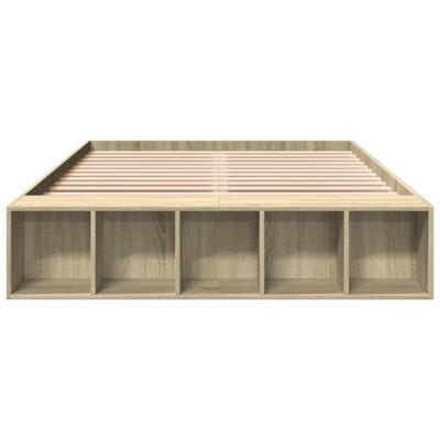 Bedframe bewerkt hout sonoma eikenkleurig 135x190 cm - thumbnail