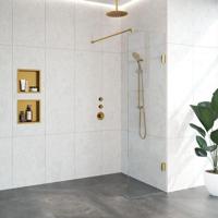 BRAUER Void inloopdouche helder glas 60x200 incl. glascoating PVD goud geborsteld GS-VOI1H60200GG - thumbnail