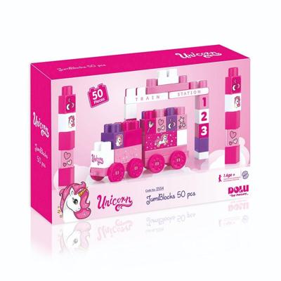 Dolu Eenhoorn JumBlocks Trein met 50 Blokken Roze