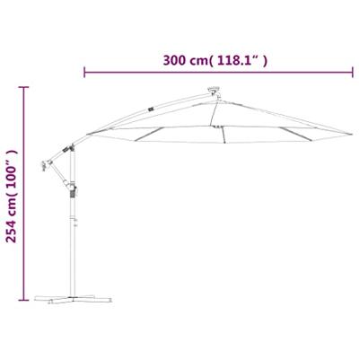 VidaXL Zweefparasol met led-verlichting stalen paal 300 cm antraciet
