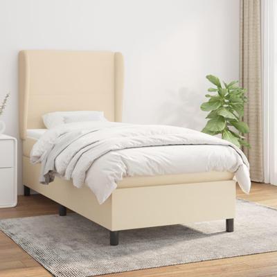 Boxspring met matras stof crèmekleurig 80x200 cm