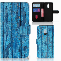 Nokia 6 Book Style Case Wood Blue - thumbnail