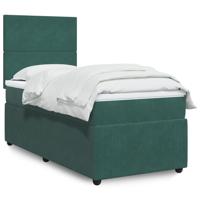 Boxspring met matras fluweel donkergroen 140x190 cm - thumbnail