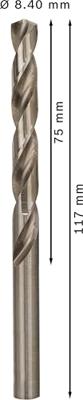 Bosch Accessories 2608585511 HSS Metaal-spiraalboor 8.4 mm Gezamenlijke lengte 117 mm Geslepen DIN 338 Cilinderschacht 5 stuk(s)