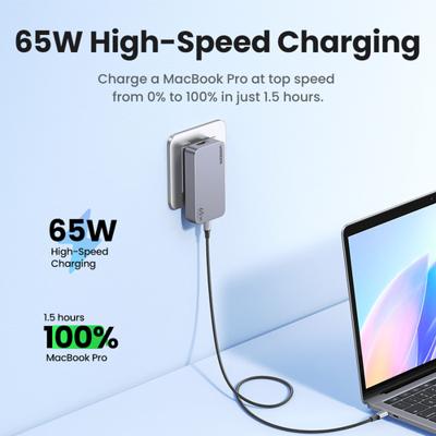 UGREEN Nexode Pro Laadadapter 65 W USB-C bus, USB-C bus, USB-A-bus Grijs Binnen