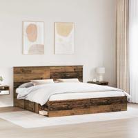 Bedframe met hoofdeinde Oudhout 200 x 200 cm Massief grenenhout - thumbnail