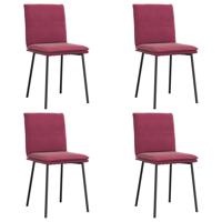 Eetkamerstoelen 4 st fluweel wijnrood - thumbnail